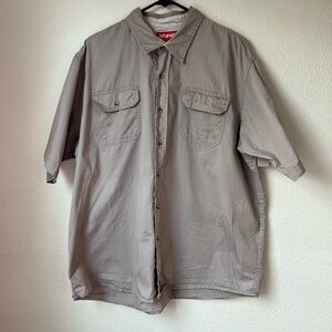 Wrangler Short Sleeve Button Down Shirt XL | Taupe Utility Western Top